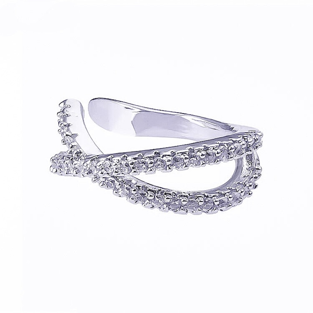 ⚜️[𝟯/$𝟮𝟴]⚜️NEW CZ Silver Crisscrossed Ear Cuff - Picture 4 of 11